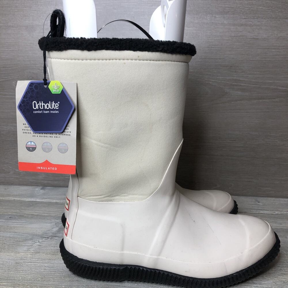 Hunter Original Roll Top Sherpa Boot Womens size US10 Uk8 White Logo